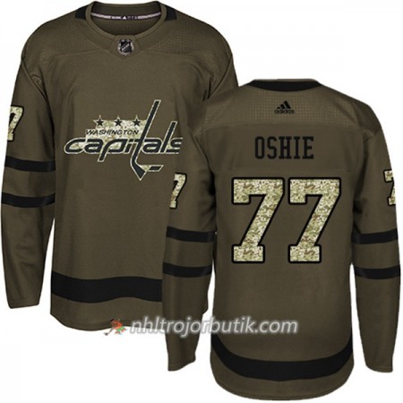 Män Ishockey Washington Capitals Tröja T.J. Oshie 77 Adidas 2017-2018 Camo Grön Authentic